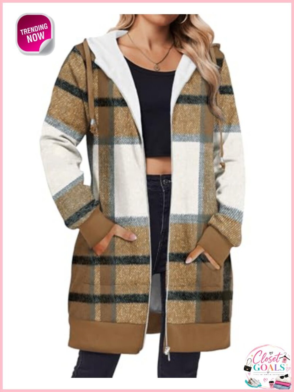 Zip Up Hoodie Long Tunic Sweatshirt Oversized Fleece Casual